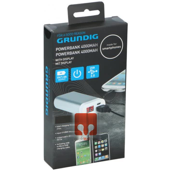Fotoja e Powerbank Grundig, 4000mAh, i hirtë/argjendtë
