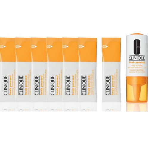 Fotoja e Set CLINIQUE Fresh Pressed - Përforcues me Vitamin C 10%, 8.5 ml dhe Pudër për pastrim 7 x 0.5 g.