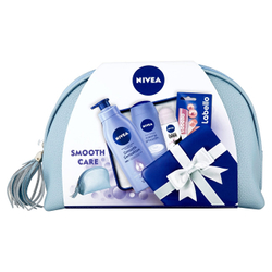 Fotoja e Set Nivea Smooth Care, losion për trup 400 ml + xhel dushi 250 + antiperspirant Black and White 50 ml + balsam për buzë 4.8 g