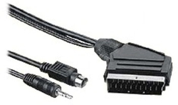 Fotoja e Kabllo PremiumCord S-video+ 3,5mm stereojack në SCART, 2m, e zezë