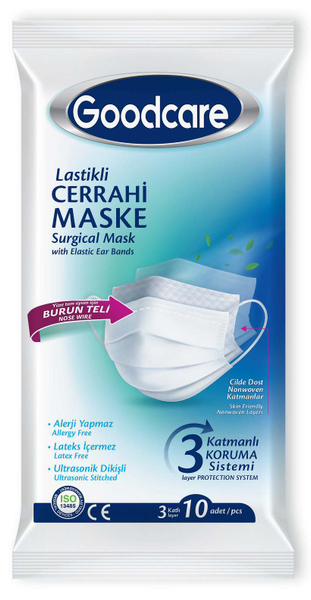 Fotoja e Maskë njëpërdorimshe Goodcare, 3 shtresore, 175x95 mm (10 copë)