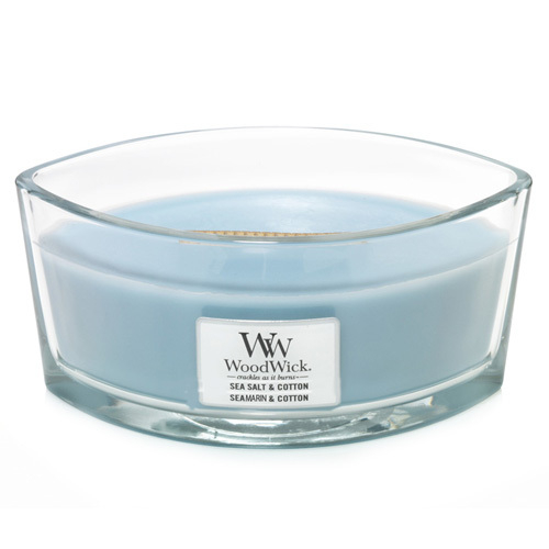 Fotoja e Qiri aromatik WoodWick Sea Salt & Cotton, 453.6 g