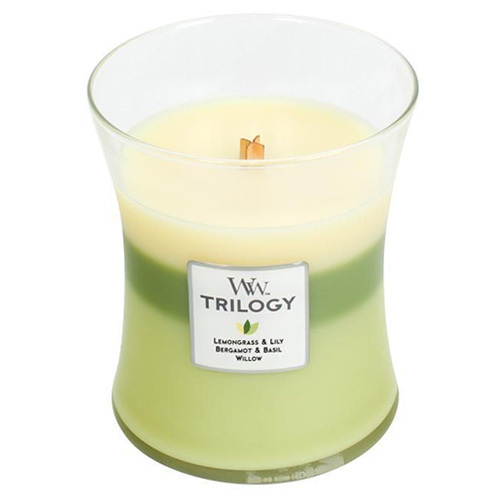 Fotoja e Qiri aromatik WoodWick Trilogy Garden Oasis, 275 g