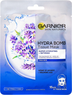 Fotoja e Maskë tekstili për fytyrë Garnier Lavender Skin Naturals Hydra Bomb, 28 g