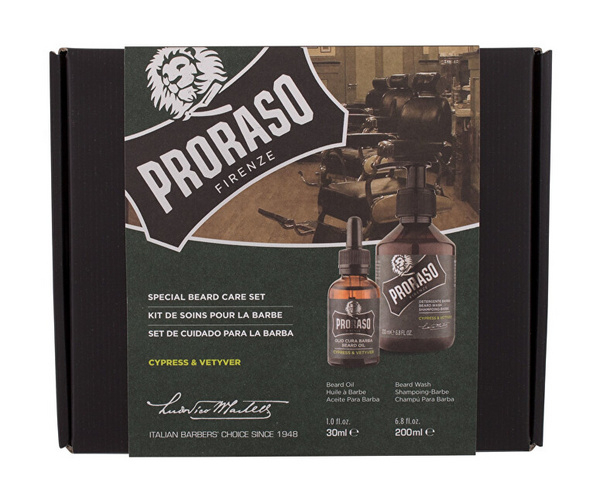 Fotoja e Set Proraso Cypress & Vetiver, shampo për mjekër 200 ml + vaj për mjekër 30 ml