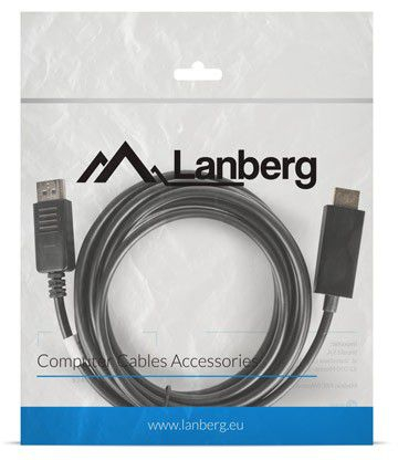 Fotoja e Kabllo Lanberg DisplayPort - HDMI (CA-DPHD-10CC-0030-BK), 3m, e zezë