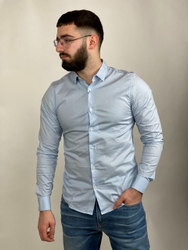 Fotoja e Këmishë Calvin Klein CK BARI DOBBY L/S, Slim Fit, e kaltër, S