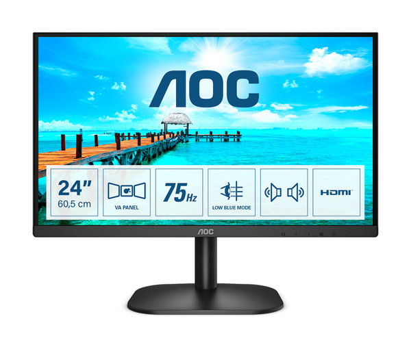 Fotoja e Monitor AOC B2 24B2XDAM, 23.8", 1920 x 1080, Full HD, i zi