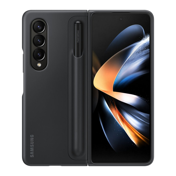 Fotoja e Mbështjellës për Samsung Galaxy Z Fold 4, me këmbë dhe me laps, e zezë