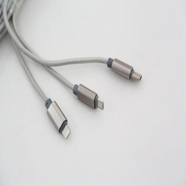 Fotoja e Kabllo USB Omega, 3IN1, 1.5A 1.2M, i argjend