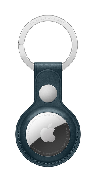 Fotoja e Apple AirTag Leather Key Ring, Baltic Blue