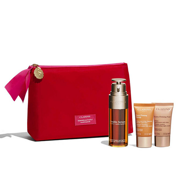 Fotoja e Set Clarins Double Serum & Extra Firming - krem dite 15 ml + krem nate 15 ml + serum 20 ml + çantë kozmetike