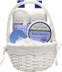 Fotoja e Set kujdesi ndaj lëkurës Vivaco - xhel dushi 400 ml + shampon i flokëve 400 ml + krem i fytyrës dhe trupit 250 ml + qiri + leckë për masazh