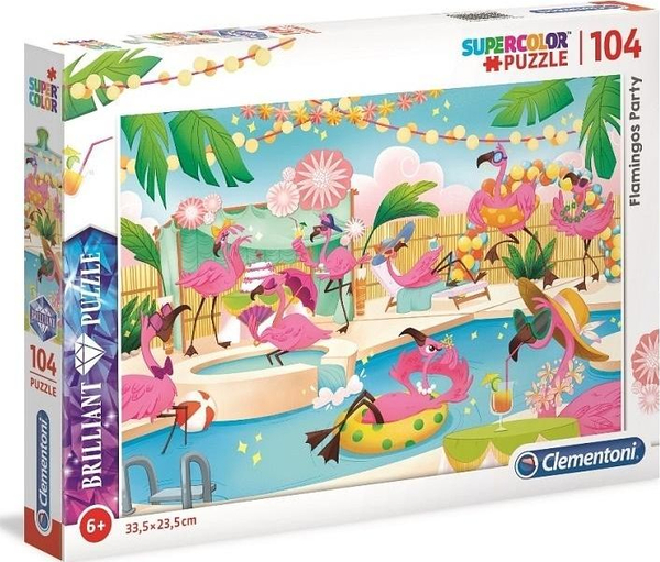 Fotoja e Puzzle Clementoni Brilliant Flamingo Party (GXP-683607), 104 elemente