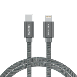 Fotoja e Kabllo Swissten tekstile USB-C / Lighning, 2M, e argjendtë