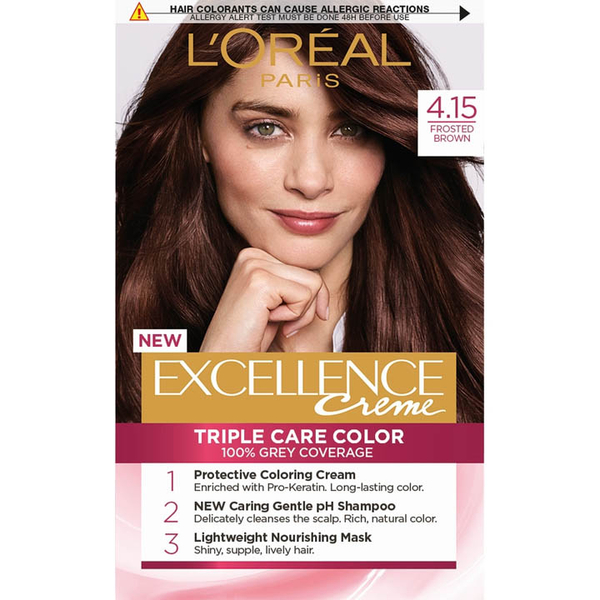 Fotoja e Ngjyrë për flokë Loreal Exellence no. 4.15 48 ml + hidrogjen 72 ml