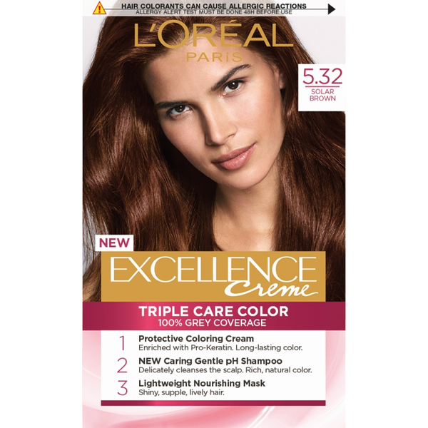 Fotoja e Ngjyrë për flokë Loreal Exellence no. 5.32 48 ml + hidrogjen 72 ml