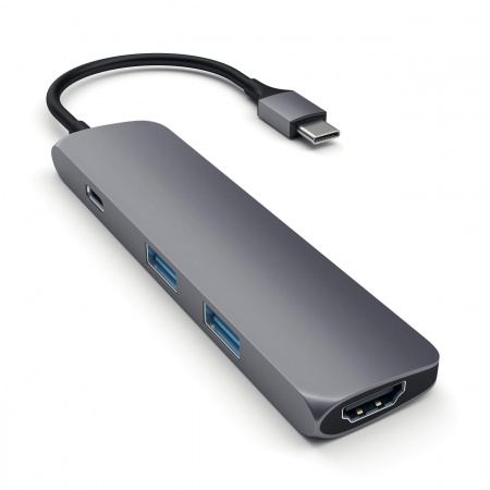 Fotoja e Përshtatës Satechi USB-C Slim MultiPort 4K, i hirtë