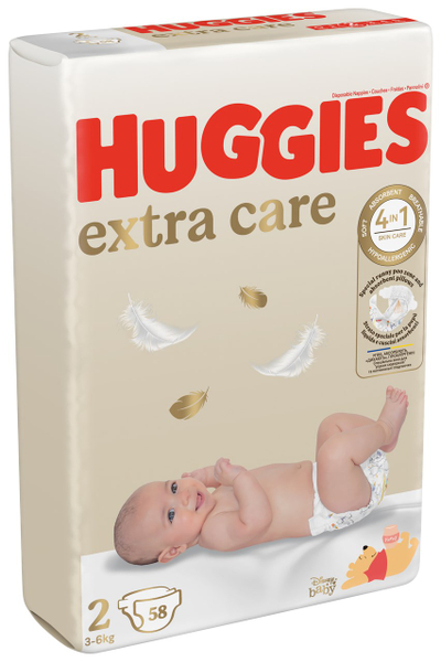 Fotoja e Pelena Huggies Extra Care 2 (3-6 kg, 58 copë)