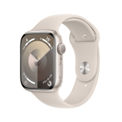 Fotoja e Apple Watch Series 9, 45mm, Starlight Aluminium Case me Starlight Sport Band, S/M