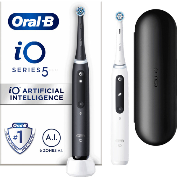 Fotoja e Set furça elektrike për dhëmbë Oral-B iO5 Series Matt Black+Quite White DUO Pack