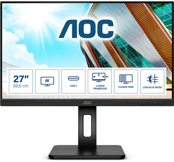 Fotoja e Monitor AOC U27P2CA - LED, 27", UHD, i zi