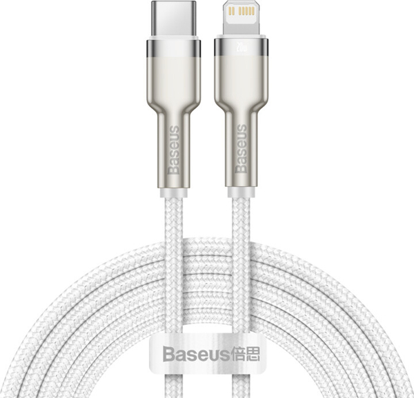 Fotoja e Kabllo BASEUS Cafule Series, USB-C - Lightning, M/M, 20W, 2m, e bardhë