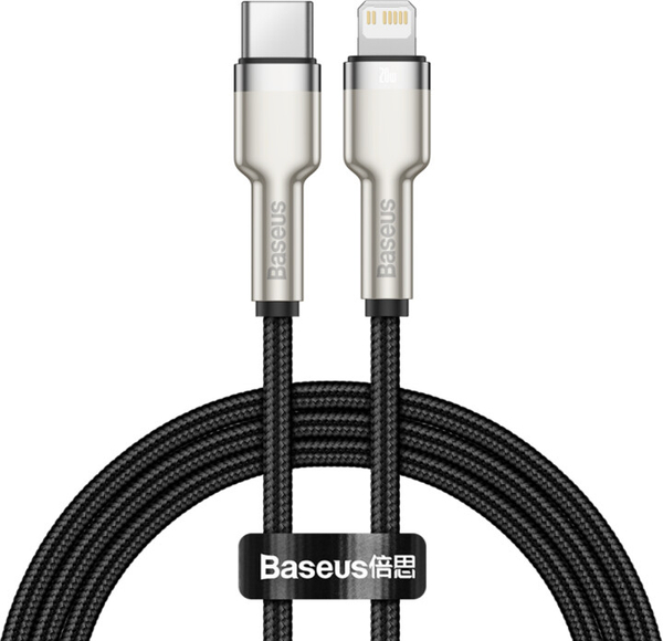 Fotoja e Kabllo BASEUS Cafule Series, USB-C - Lightning, M/M, 20W, 1m, e zezë