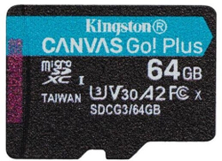 Fotoja e Kartë memorie Kingston Micro SDXC Canvas Go! Plus, 64GB, 170MB/s, UHS-I, U3 + përshtatës SD