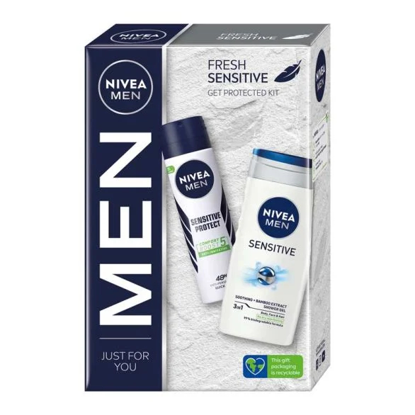 Fotoja e Set Nivea Fresh Sensitive Men, Deodorant 150 ml + Xhel Dushi 250 ml