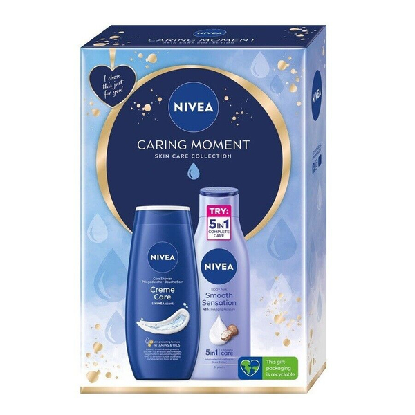 Fotoja e Set Nivea Caring Moment, Losion trupi 400 ml + Xhel Dushi 250 ml