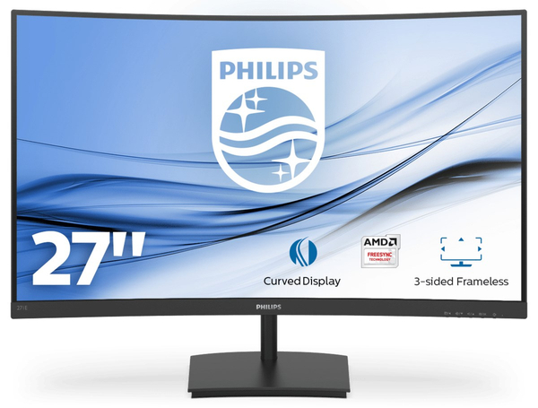 Fotoja e Monitor Philips E Line, 27", 1920 x 1080, Full HD, 75 Hz, i zi