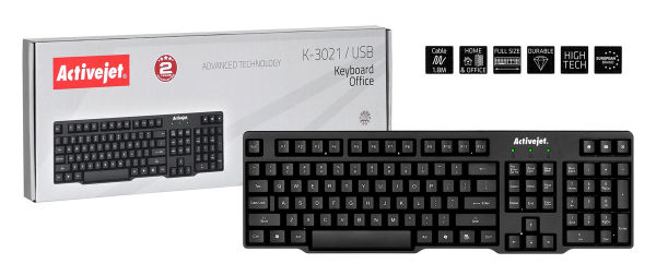 Fotoja e Tastierë Activejet K-3021, USB, e zezë