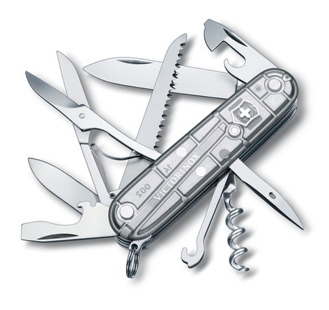 Fotoja e Thikë xhepi Victorinox Huntsman (Gjuetar) 91mm, argjend/transparent