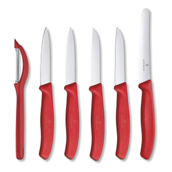 Fotoja e Thika kuzhine Victorinox Swiss Classic Set 6 pjesë, e kuqe