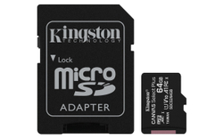 Fotoja e Kartë e memories Kingston Canvas Select Plus, MicroSDXC, 64 GB, Class 10 + përshtatës SD