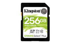 Fotoja e Kartë e memories Kingston Canvas Select Plus, SDXC, 256 GB, Class 10