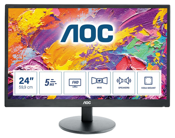 Fotoja e Monitor AOC M2470SWH, 23.6", 1920 x 1080, Full HD, 60 Hz, i zi