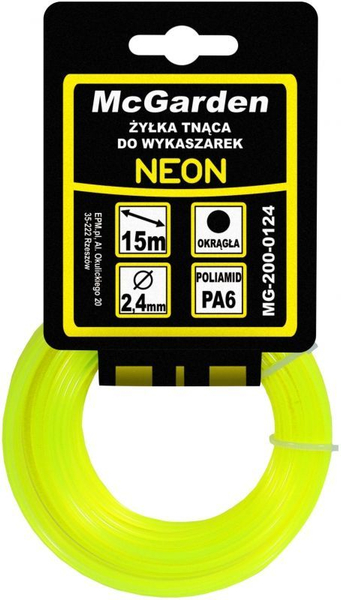 Fotoja e Litar për makinë prerëse McGarden Neon 2.4mm, 15m