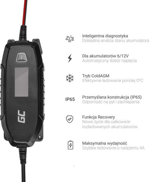 Fotoja e Karikues automatik Green Cell për bateri 6V / 12V (4A)