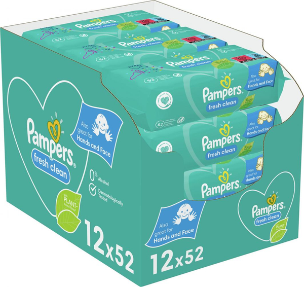 Fotoja e Letra të lagështa Pampers FreshClean, 624 copa