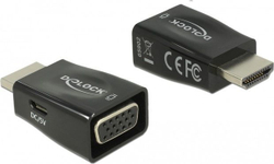 Fotoja e Përshtatës AV Delock (65902), HDMI (M) -> D-Sub (F) + Micro USB (F), i zi