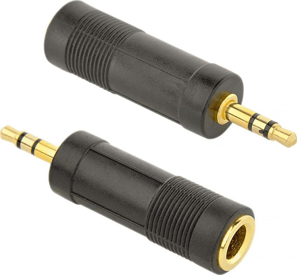 Fotoja e Adapter AV Gembird, Jack 3.5mm - Jack 6.3mm, zezë