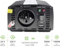 Fotoja e Konvertues i tensionit të makinës Green Cell 24V në 230V, 500W / 1000W