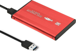 Fotoja e Disk xhepi Qoltec 2.5" USB 3.0 (51860). USB 3.0, 2.5 inç, alumin, i kuq