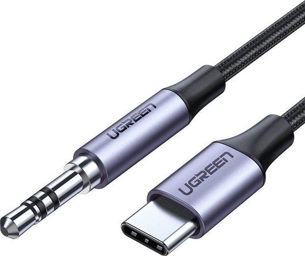 Fotoja e Kabllo Ugreen USB 3.5mm mini jack AUX në USB-C, AV143, 1m, e hirtë