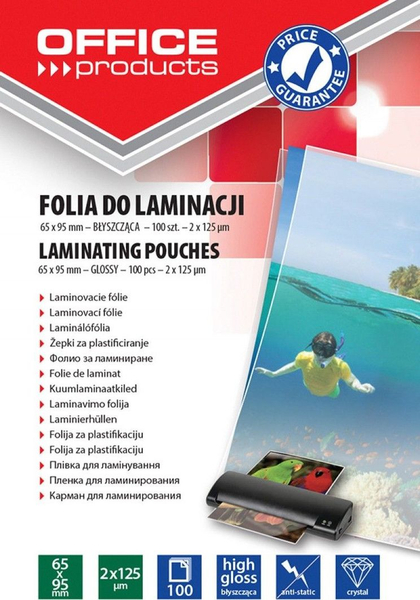 Fotoja e Folje laminimi Office Products, 65 x 95 mm, 100 copë, transparente