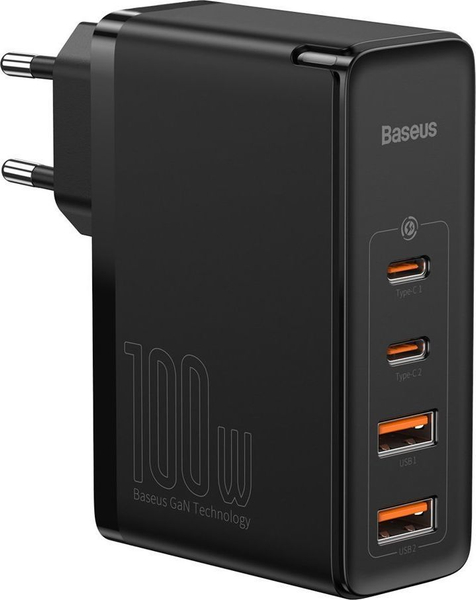 Fotoja e Karikues Baseus GaN2 Pro 2x USB-A 2x USB-C 3 A (BSU2726BLK), 100 W, i zi