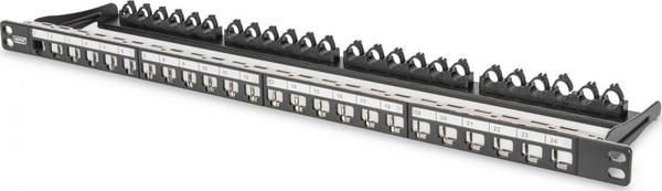 Fotoja e Panel modular Digitus Patch DIGITUS, 19", 24 porte 0.5U për modulet kryesore (RAL 9005)