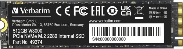 Fotoja e Disk SSD Verbatim Vi3000 512GB M.2 2280 PCI-E x4 Gen4 NVMe